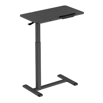 שולחן צד למחשב נייד מתכוונן לגובה עם הרמה בגז שולחן עבודה נפתח עם קפיץ שחור לומי Lumi FMT02-07 Black Height Adjustable Mobile Gas-Lift Side Table with Gas Spring Tilt Desktop